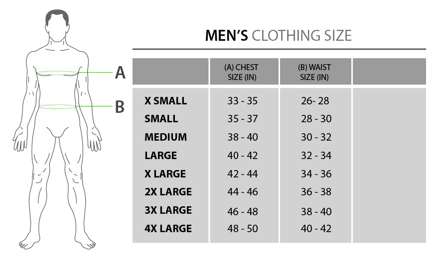 men’s dress size chart